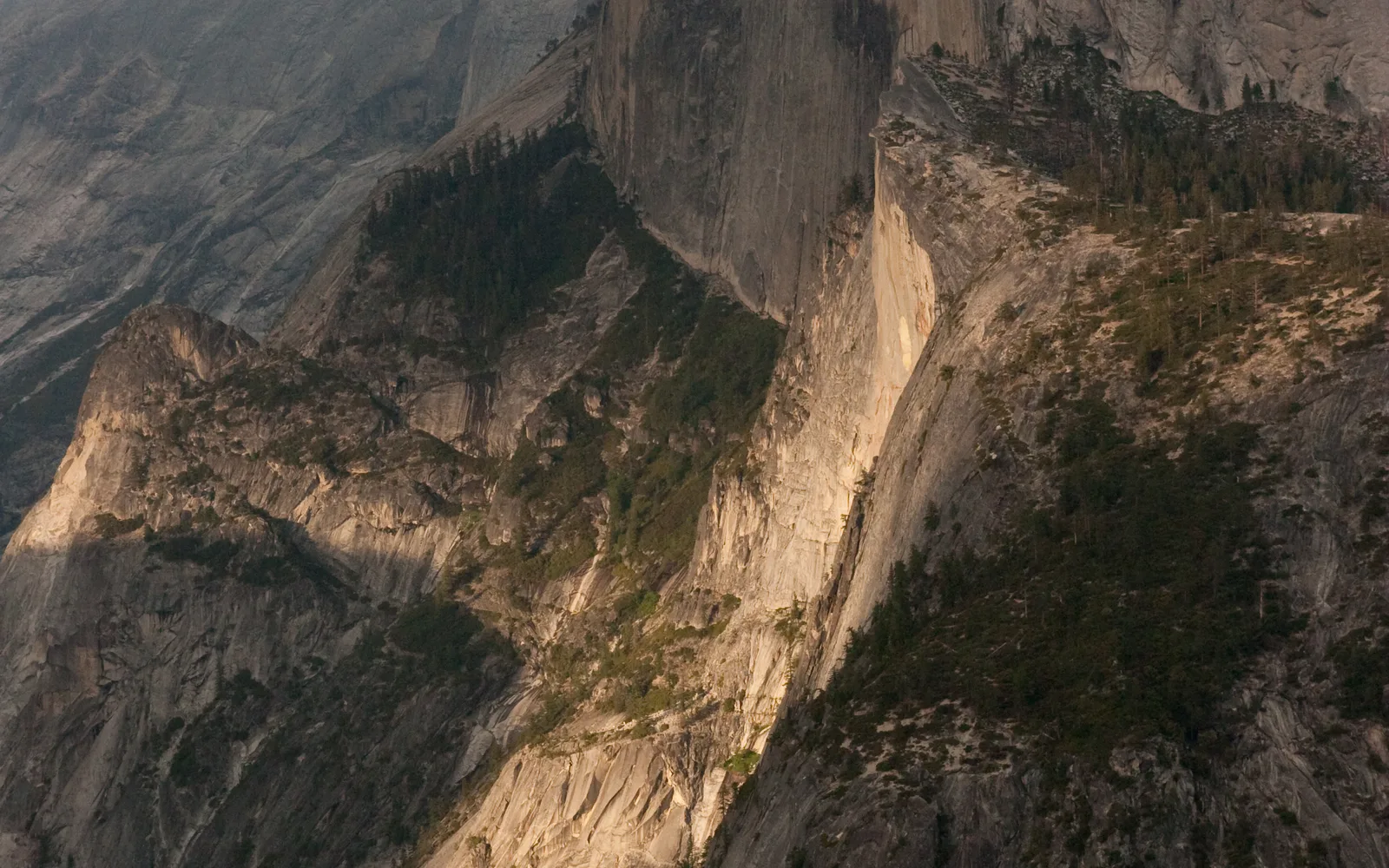 Half Dome granite formation in Yosemite Valley from the overlook at Glacier Point